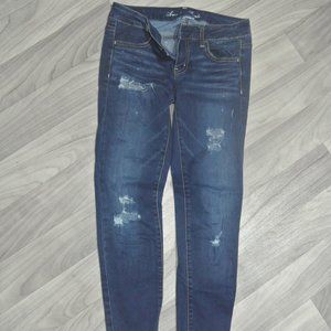 American Eagle Super Stretch 4 Regular 26 X 29 Jeggings Dark Disstressed Destroy